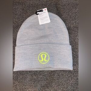 Lululemon Gray Beanie with Neon Logo
